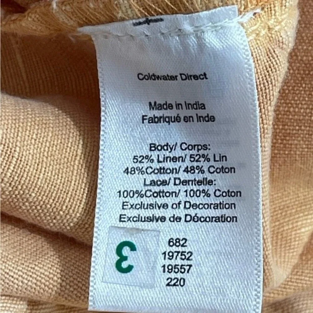 NWT Coldwater Creek Linen Blend‎ Capris Size 10P Lace Accent Pants in Sherbet